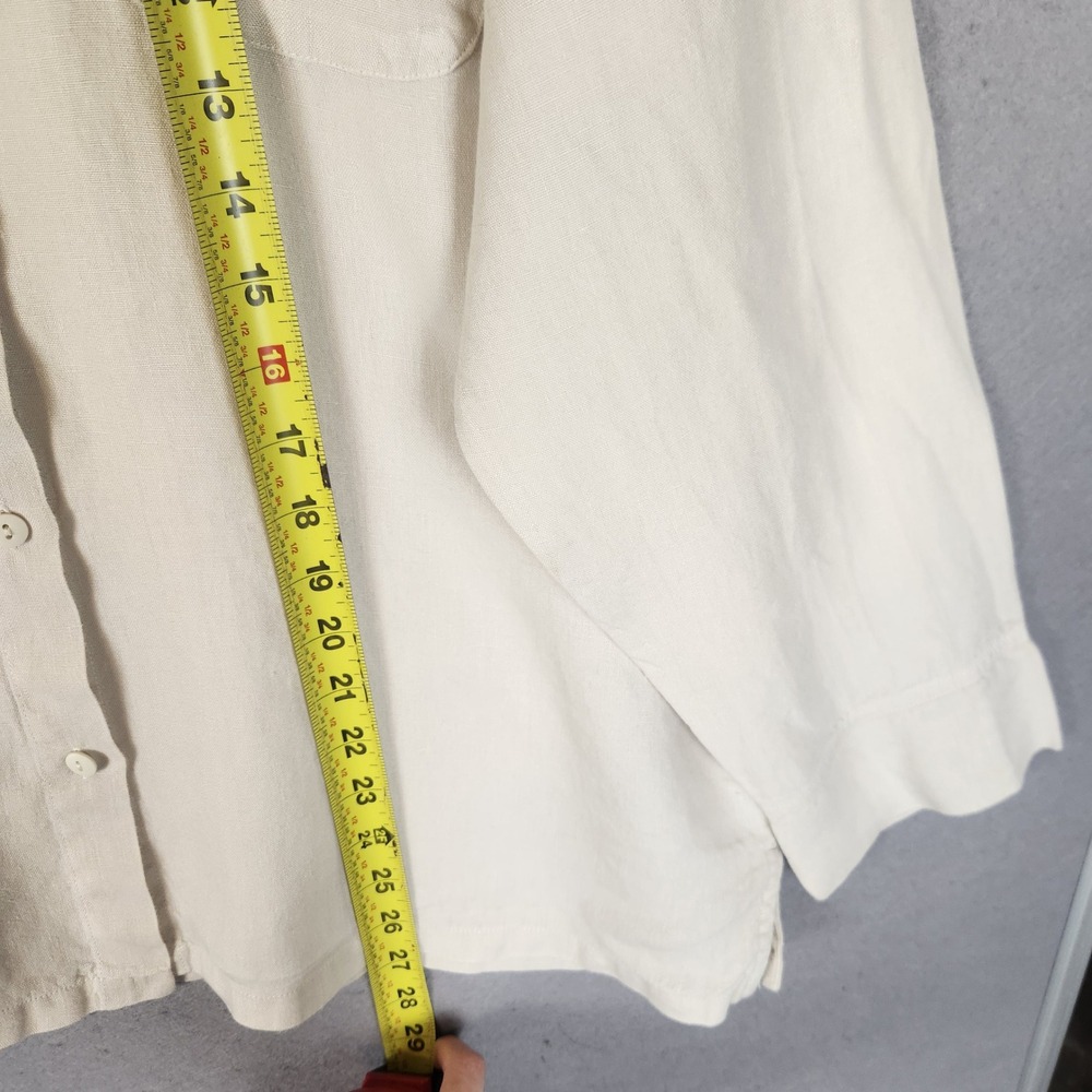 Parachute Linen Shirt Women's Medium Beige Button Down Relaxed Fit Minimalist - Picture 7 of 7